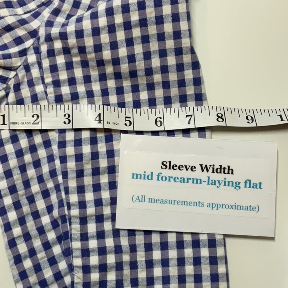 Lands End Gingham Blue White Check Blazer Cotton Blend Size 16 - Picture 12 of 12